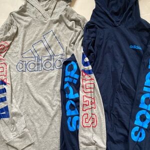 Adidas long sleeve hooded tee lot of two size large 14 16